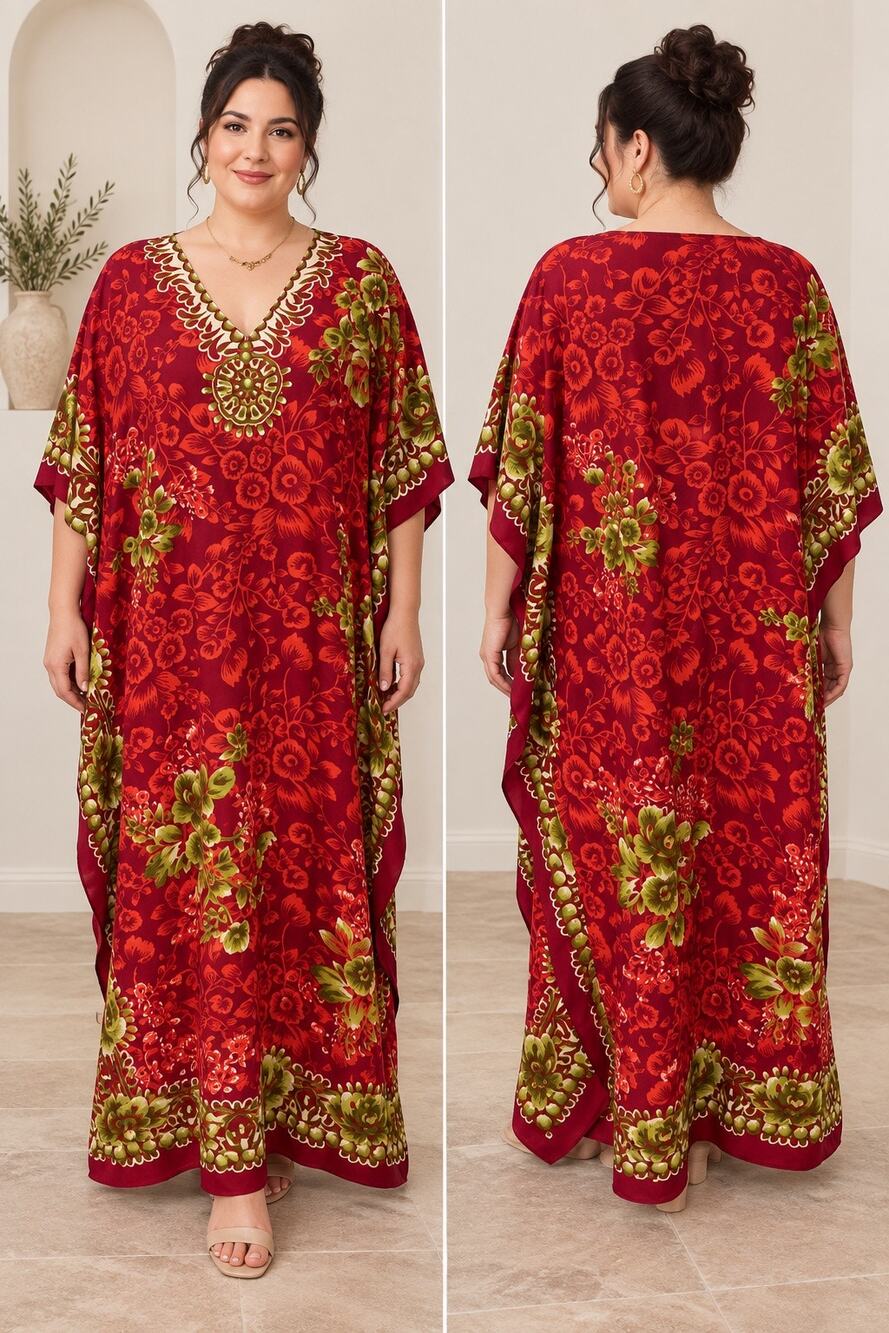 Miss Lavish London USA 20-24 Floral Kaftan Maxi Dress Plus Size Made in India